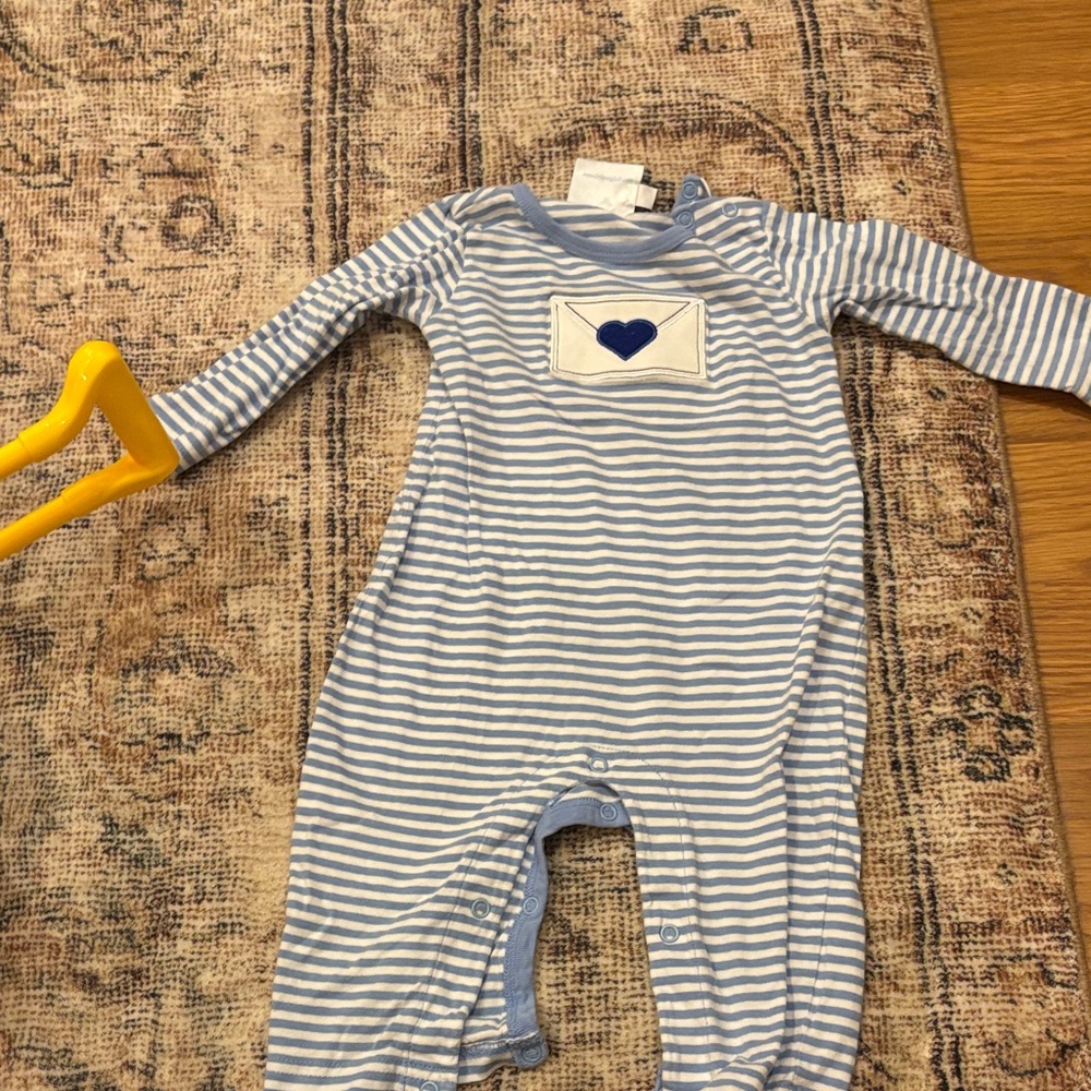Little English Blue and White Striped with Heart